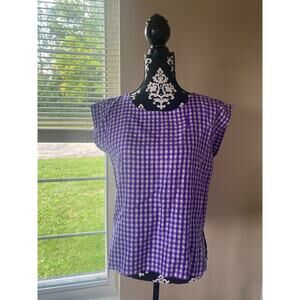 Checkmate seersucker silk shell by Royal Silk purple women’s size M